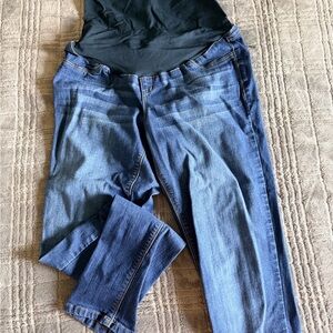 1822 Denim Skinny Maternity Jeans in Dark Blue with Black Panel